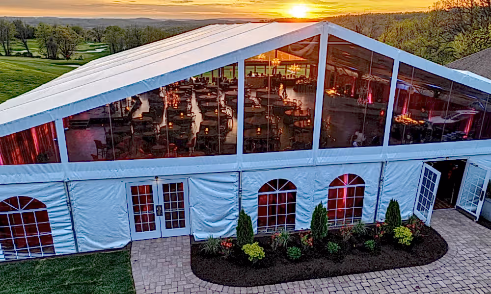 Big Sky Pavilion at sunset.