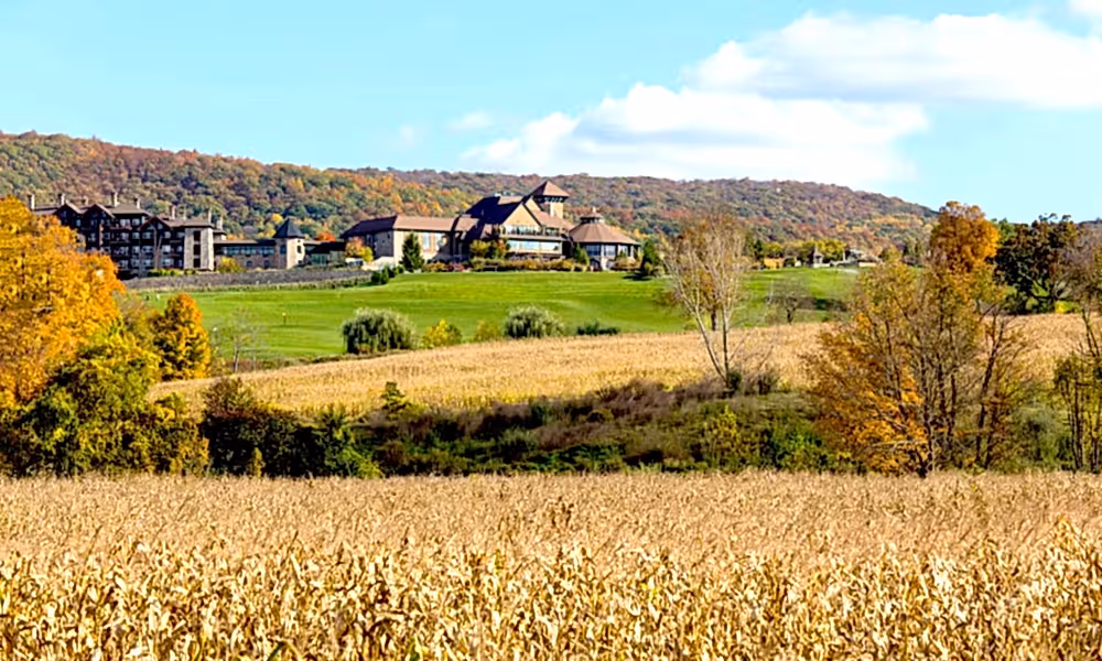 Cornfield in front of Crystal Springs Country Club during the fall