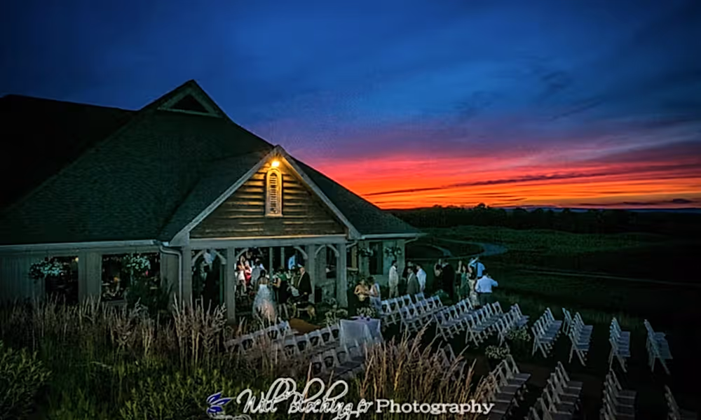 Vibrant sunset behind Ballyowen golf club 