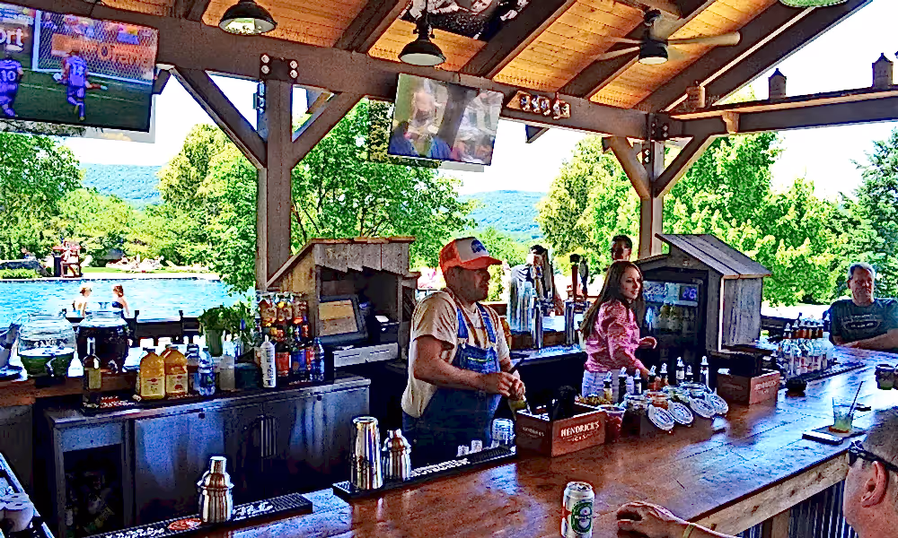 Bartenders making drinks at Moonshine Bar