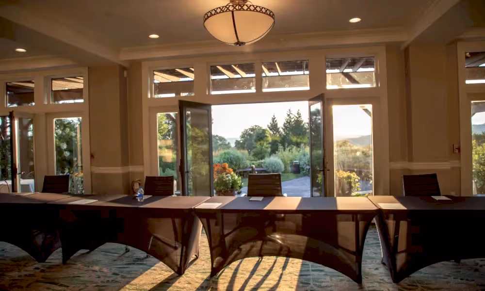 View of the Garden Patio from the Garden Meeting Room at Crystal Springs Resort