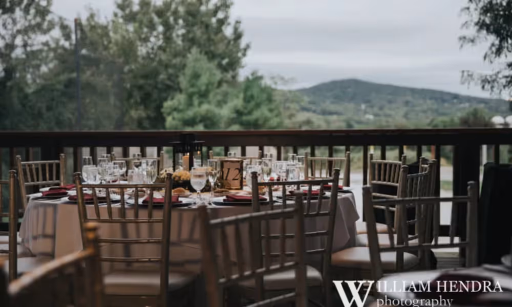 Sweetgrass Pavillion wedding reception table set at Crystal Springs Resort in NJ