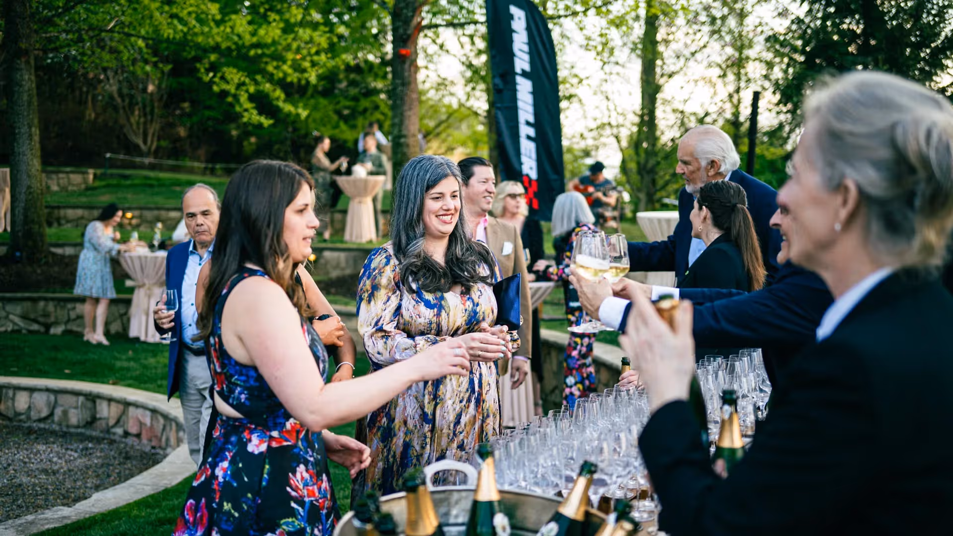 Woman getting wine. 