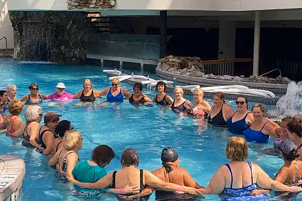 Group of women in aqua class.
