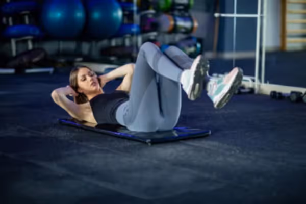 Woman during core workout.