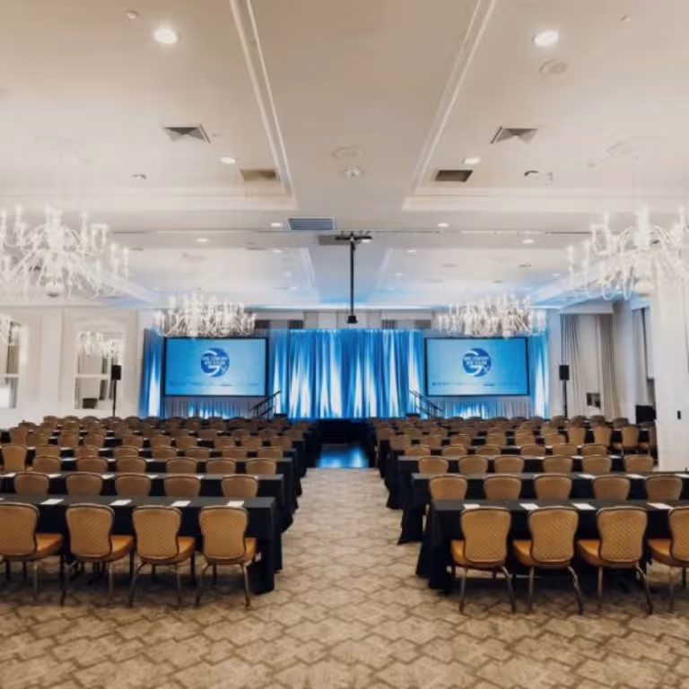 Emerald Ballroom set up for a meeting.